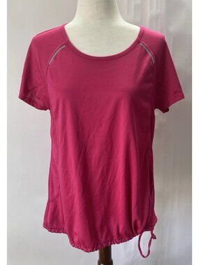 Danskin Now Smokin Hot Pink Semi Fitted Short Sleeve T Shirt Womens Large Sports